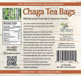 My Berry Chaga Tea Bags steeping for quick, flavorful infusions.