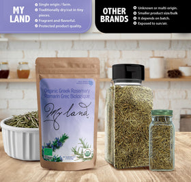 MY LAND rosemary closeup captures piney aroma and herb texture.