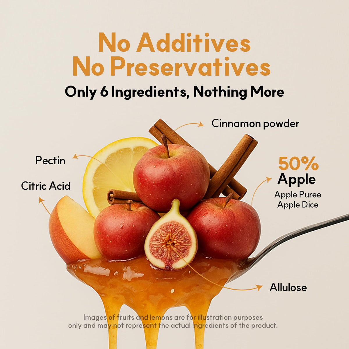 My Normal No Sugar Apple Cinnamon Jam nutrition label shows 64 kcal per jar for mindful portions