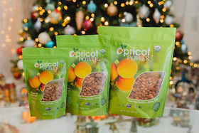 My Power Seeds organic bitter raw apricot seeds bag open close-up highlights natural texture for trail mixing