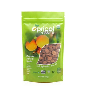 My Power Seeds organic bitter raw apricot seeds in packaging showcase a convenient organic snack option