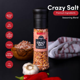MY SECRETS PEGGY'S FOOD Crazy Salt garlic and red pepper closeup suggests bold aroma and subtle heat.