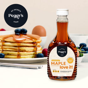 My Secrets Peggy's Food maple syrup glaze enhances desserts and baking with natural sweetness.