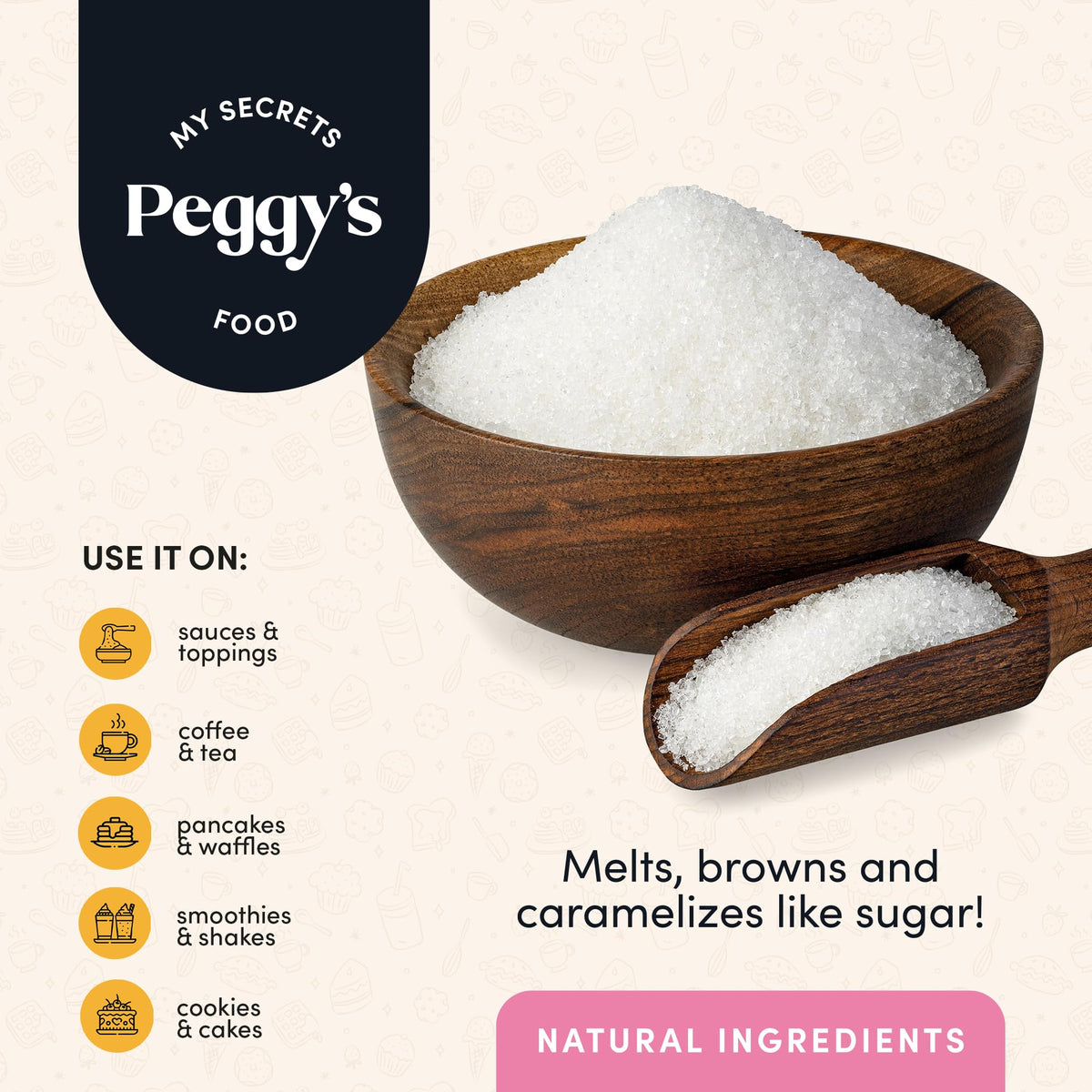 My Secrets Peggy’s Food sauce and glaze benefit from smooth sugar-free sweetness
