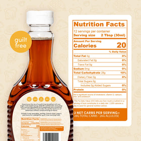 My Secrets Peggy's Food sugar-free maple syrup glaze jar for light breakfasts.