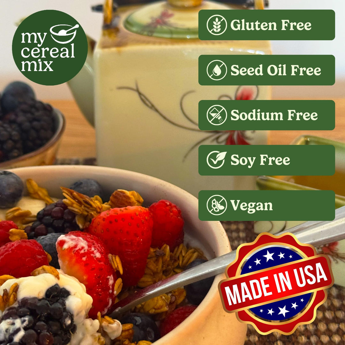 MyCerealMix sugar free granola ready-to-snack straight from bag