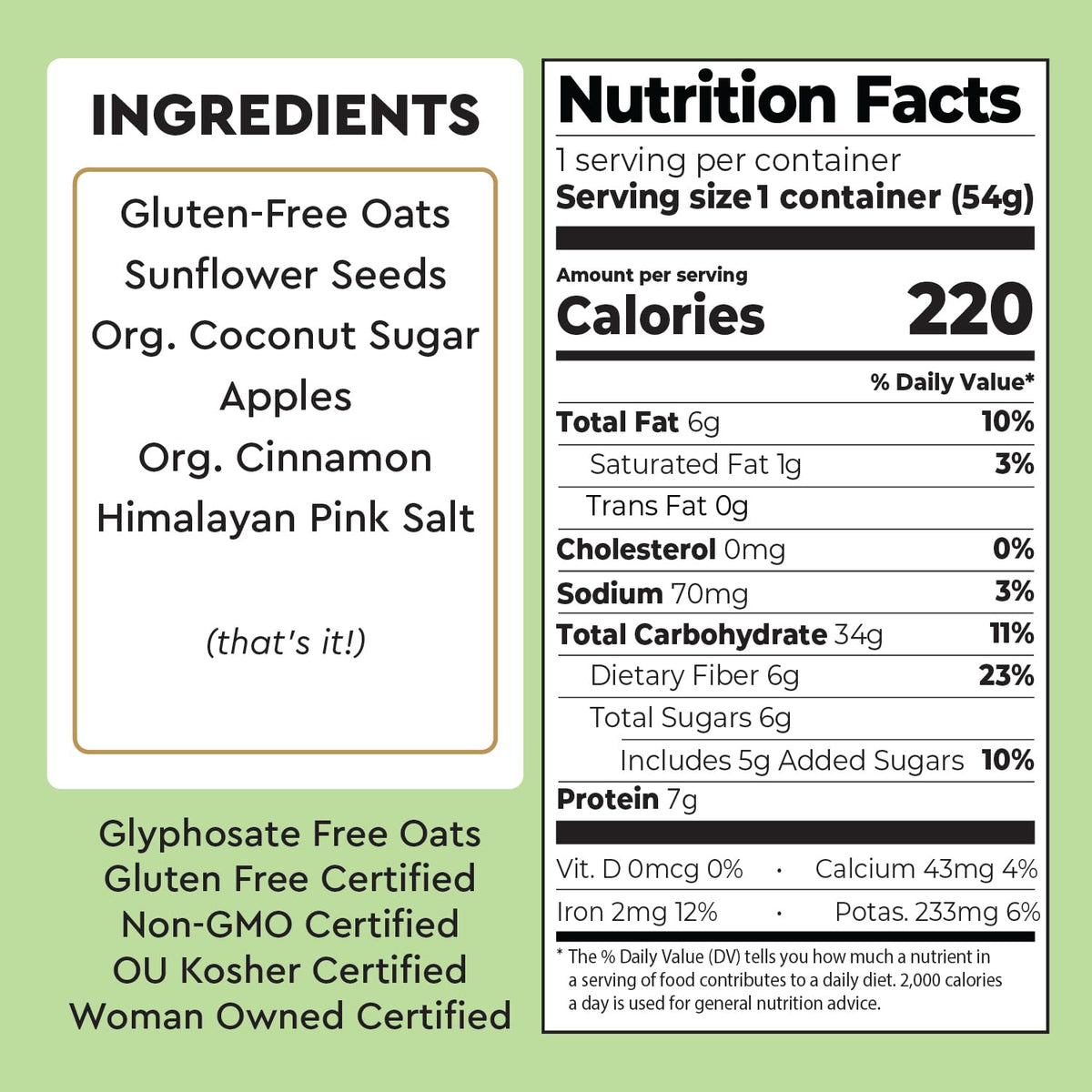 MYLK LABS Apple Cinnamon Oatmeal Cup on-the-go meal option