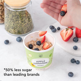 MYLK LABS Apple Cinnamon Oatmeal Cup overnight oats preparation