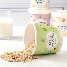 MYLK LABS Apple Cinnamon Oatmeal Cup gluten-free vegan label visible