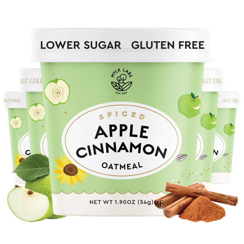 MYLK LABS Apple Cinnamon Oatmeal Cup pack ready for breakfast on the go