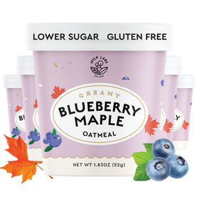 MYLK LABS Blueberry Maple Protein Oatmeal Cup packaging highlights wholesome ingredients for quick mornings.