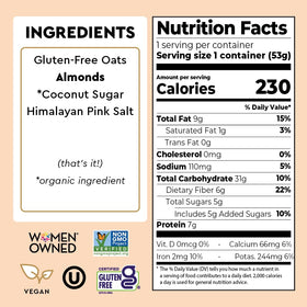 MYLK LABS Roasted Almond Oatmeal Cup highlights plant-based protein and fiber in a convenient meal.