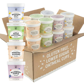 MYLK LABS variety pack oatmeal cups front view for quick breakfasts