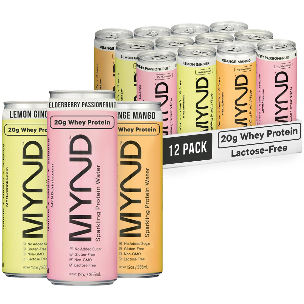 MYND Sparkling Protein Water can, refreshing lactose-free protein option for post-workout recovery.