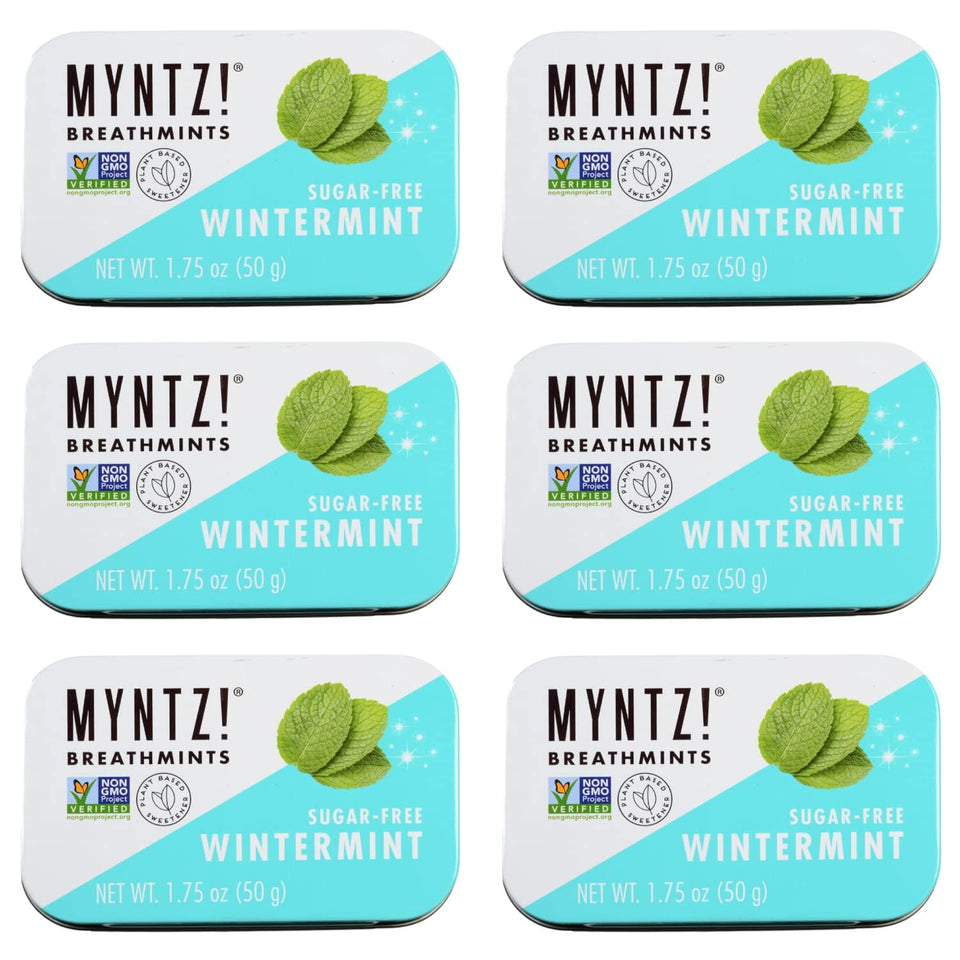 MYNTZ Wintermynt Blast tins showing compact packaging for on-the-go freshness and breath boost