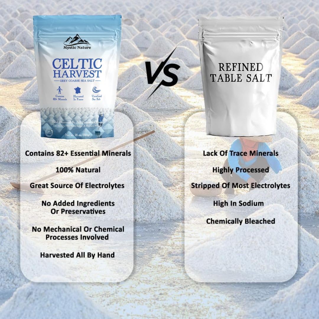 Mystic Nature hand-harvested salt from France for artisanal flavor.
