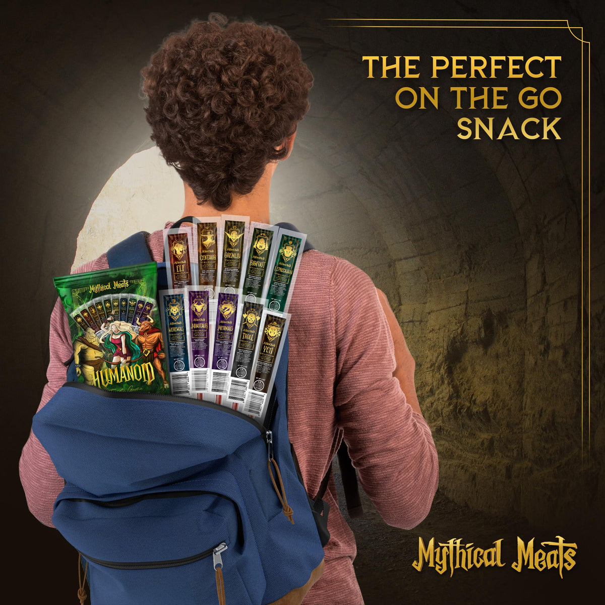Mythical Meats alpaca stick—exotic protein boost for active snacking.