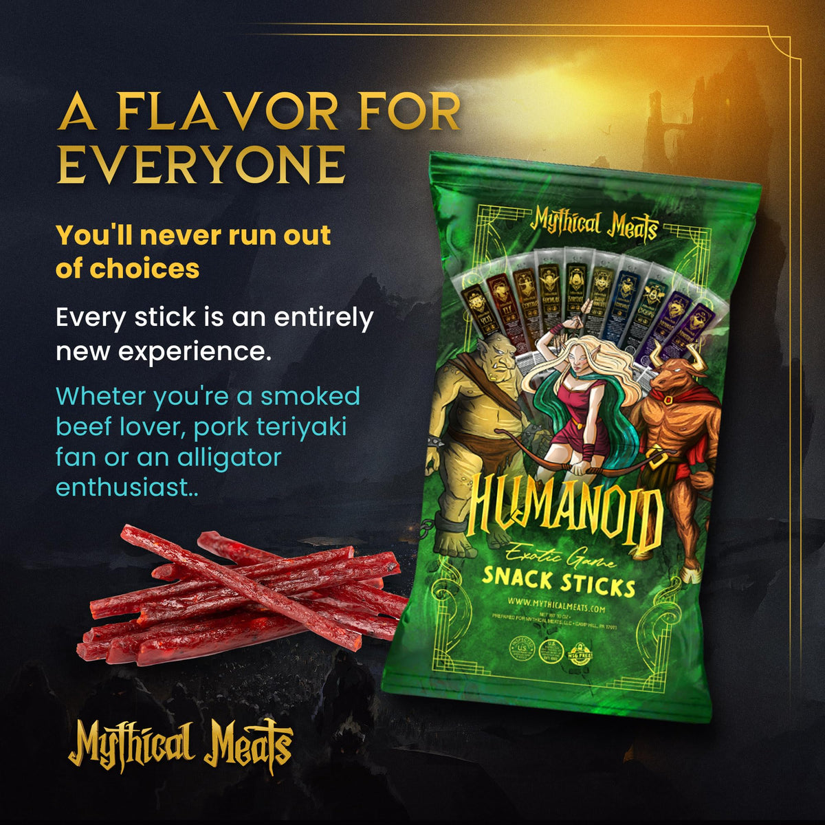 Mythical Meats camel stick—bold flavor and high-protein fuel outdoors.