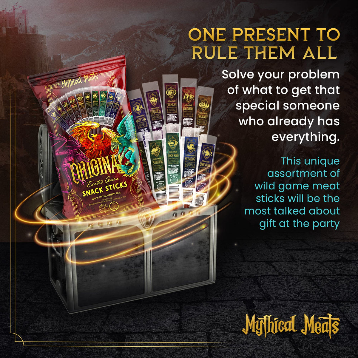 Mythical Meats Individually Wrapped Snacks for mess-free on-the-go convenience
