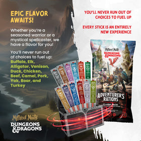 Mythical Meats portable jerky snack in a pocket-sized pack for outdoor adventures.