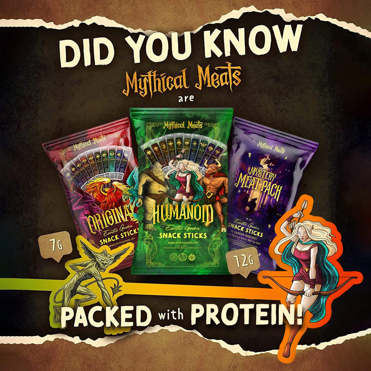 Mythical Meats wild boar stick—bold snacking with mythic character.
