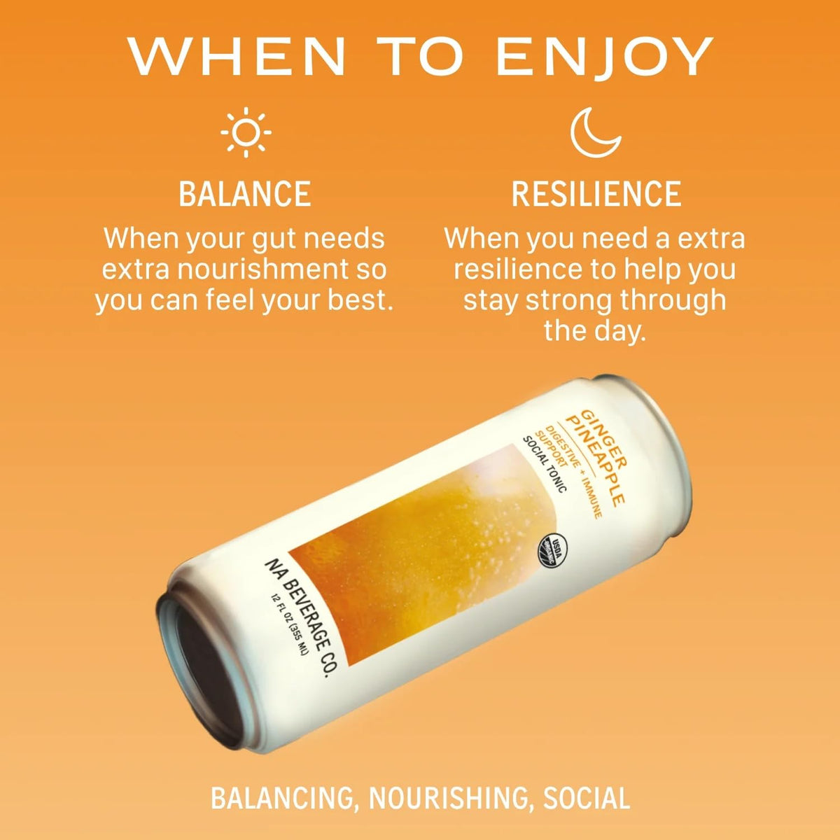 NA Beverage Social Tonic shows L-Theanine for calm focus during social moments.