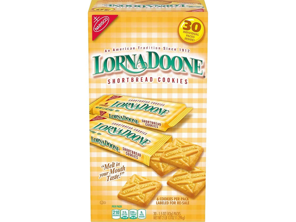 Nabisco Lorna Doone shortbread cookies pack 30-count for convenient snacking