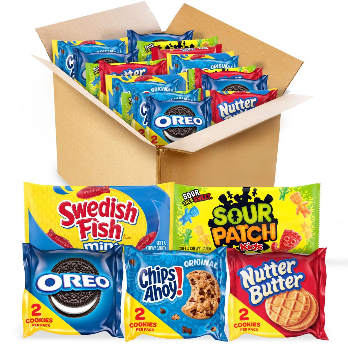 Nabisco OREO chocolate sandwich cookies in a snack-pack for on-the-go indulgence.