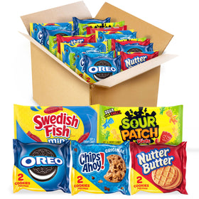 Nabisco OREO chocolate sandwich cookies in a snack-pack for on-the-go indulgence.