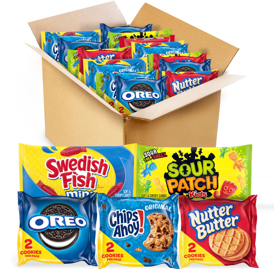 Nabisco OREO chocolate sandwich cookies in a snack-pack for on-the-go indulgence.