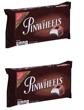 Nabisco Pinwheels cookies two-pack with vanilla and cocoa swirl, a convenient snack option.