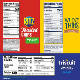 Nabisco Wheat Thins Original Whole Grain close-up, crunchy bite from 100% whole grain.