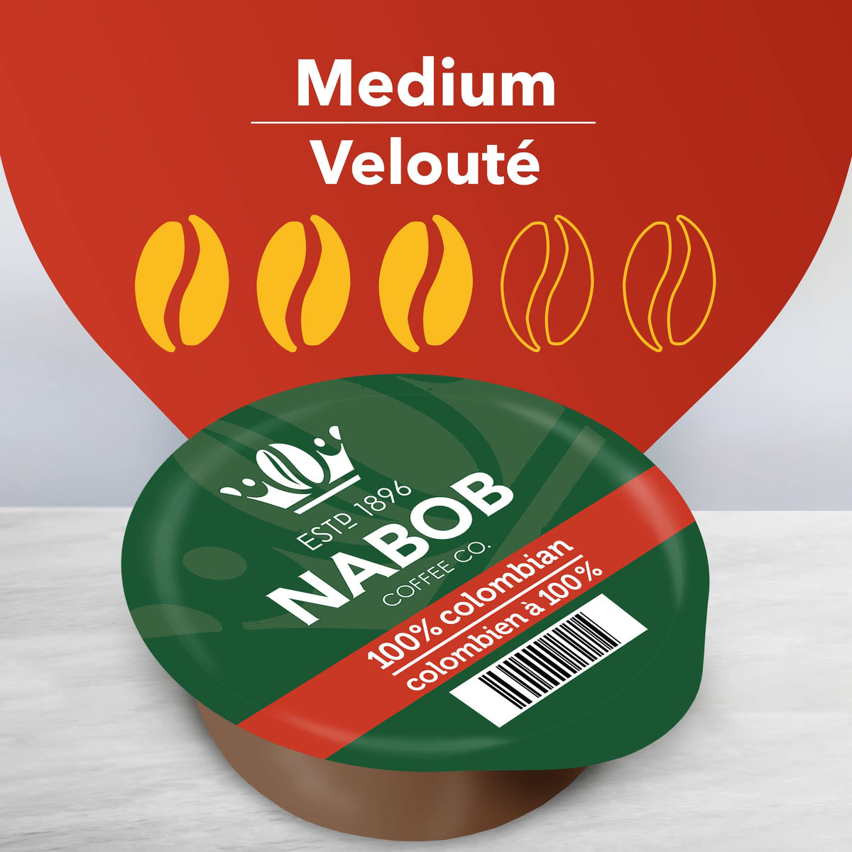 NABOB Tassimo coffee disc close-up for a smooth morning brew.