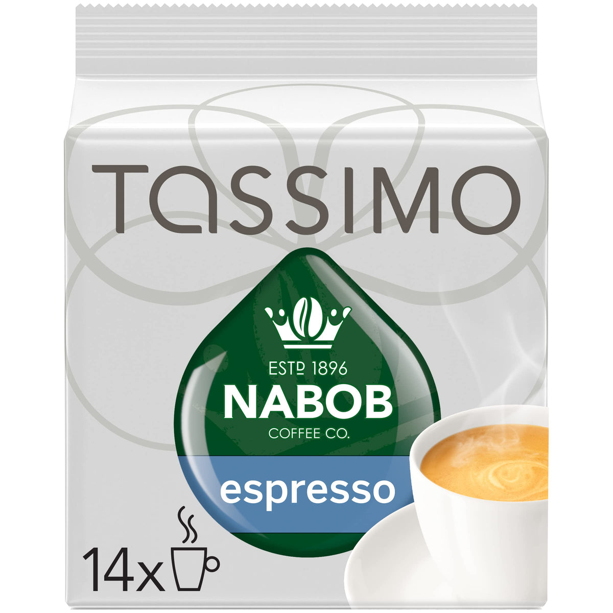 NABOB Tassimo espresso discs pack ready for quick bold espresso at home.