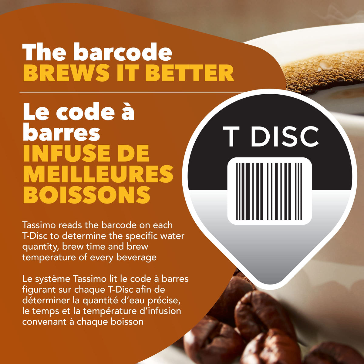 NABOB Tassimo Swiss Hazelnut cup with crema emphasizing a smooth finish
