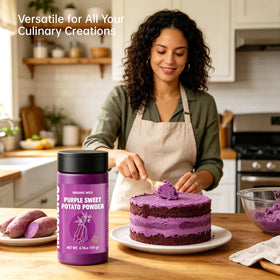 Nacolorce freeze-dried purple sweet potato powder bottle preserves freshness for on-the-go recipes.