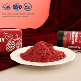 Nacolorce raspberry powder in a baking jar for recipes