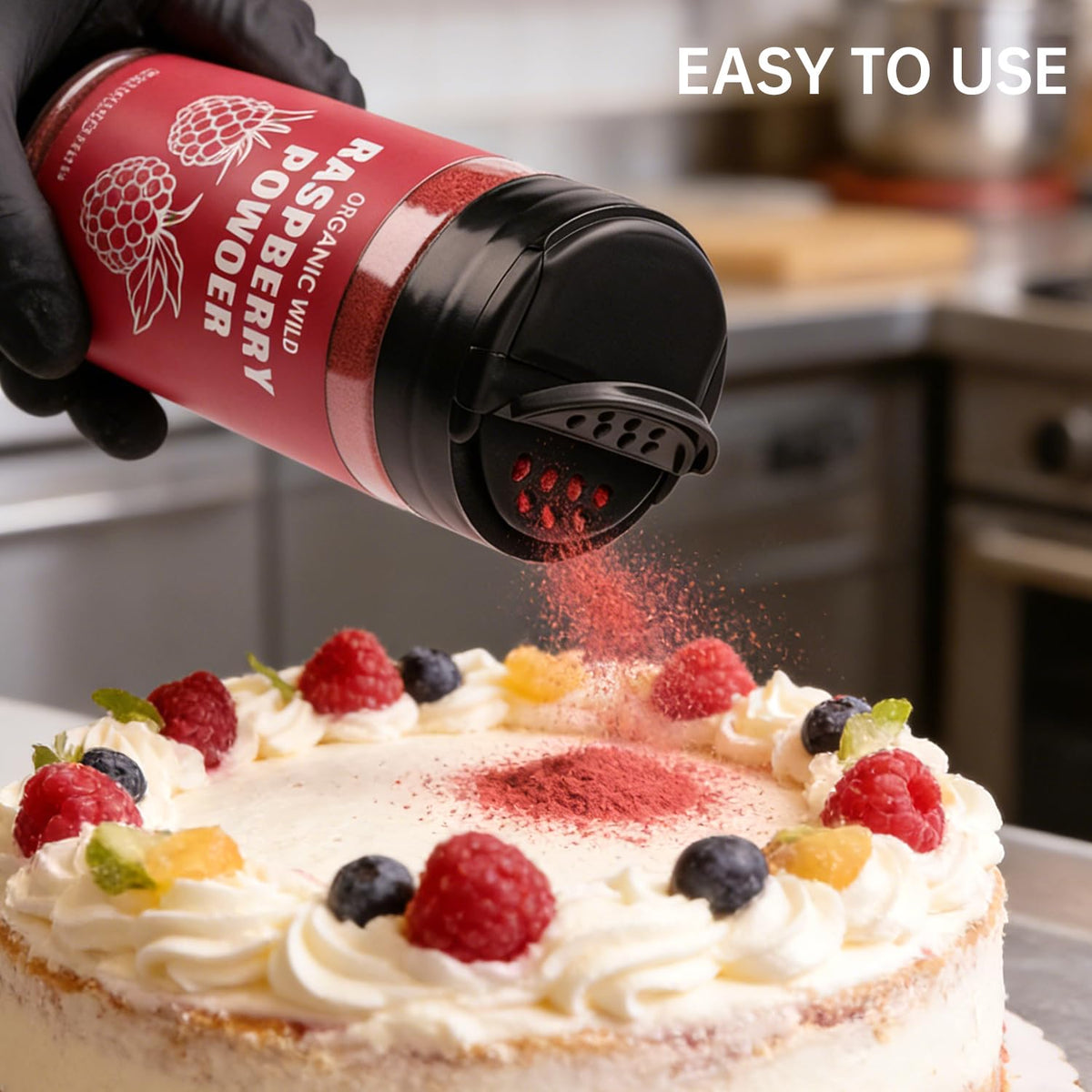 Raspberry powder used to color desserts and yogurt