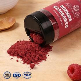 Compact 3.17oz packaging of Nacolorce raspberry powder