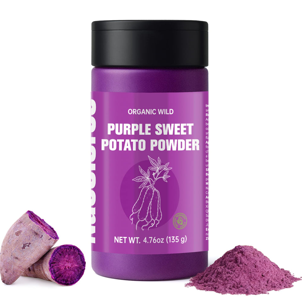 Nacolorce purple sweet potato powder jar showing vibrant color for baking and decorating.