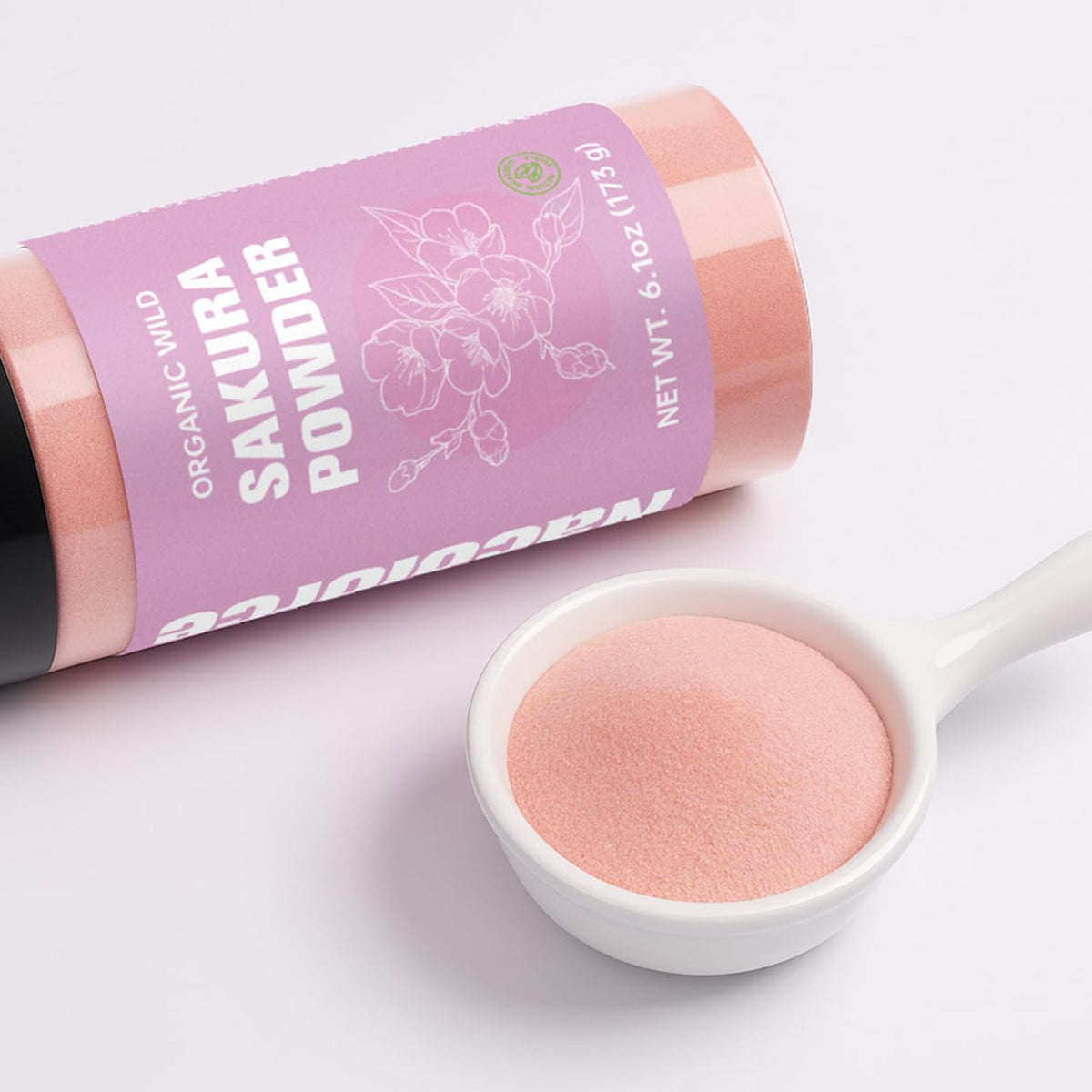 Nacolorce Sakura powder latte scene showing gentle blush tint