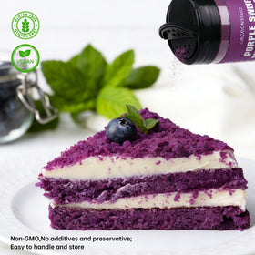 Nacolorce smoothie with purple powder adds natural flavor and color.