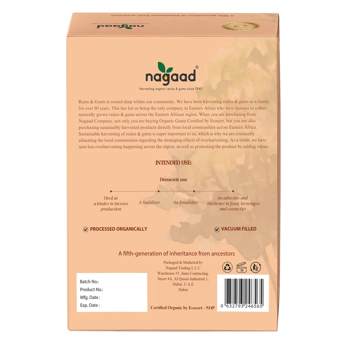 Nagaad Acacia Senegal Gum Arabic close-up powder texture showing purity.