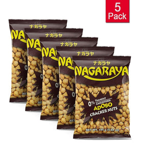 Nagaraya Cracker Nuts Adobo pack back showing five-pack value and resealable design