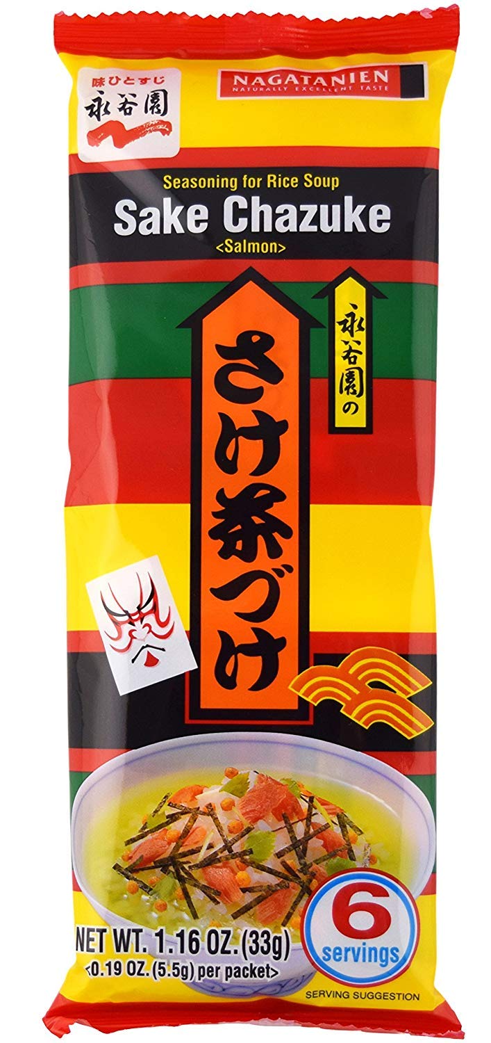 Nagatanien Sake Chazuke Salmon Flavor ready-to-serve Ochazuke bowl with salmon and crackers.