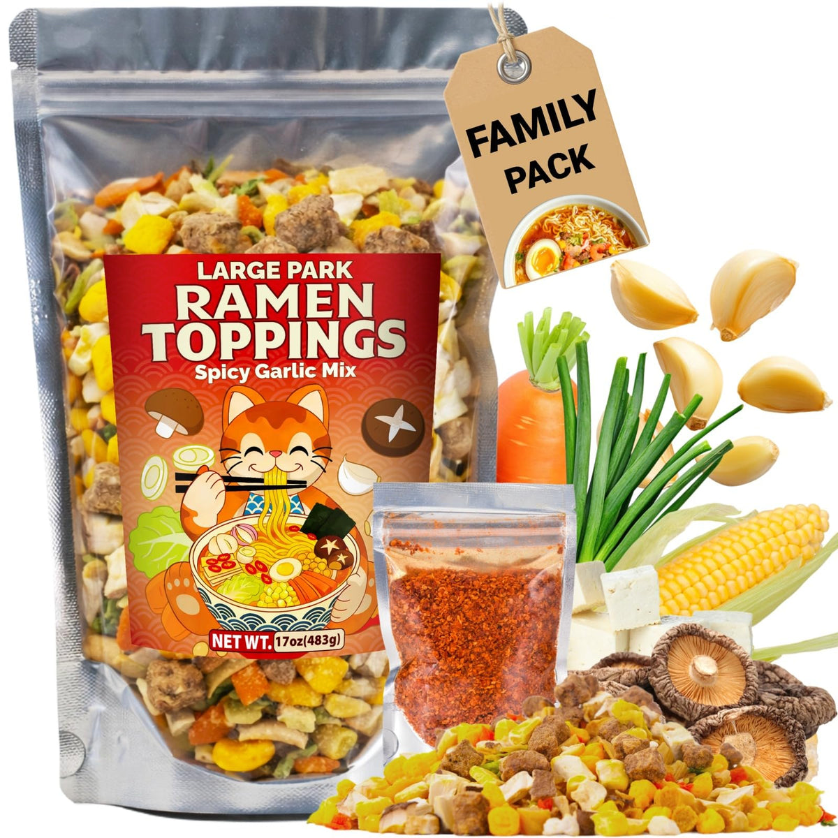 Nahasahr 17oz ramen toppings bulk pack elevates noodles with color and texture.