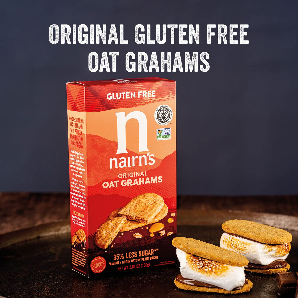 Nairn's gluten-free grahams ready for s'mores setup.