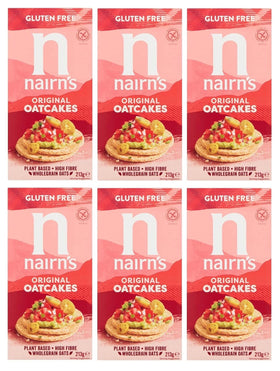 Nairn's Gluten Free Original Oatcakes pack6 on a shelf, showcasing simple, natural ingredients.