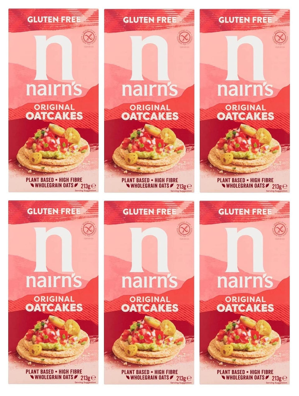 Nairn's Gluten Free Original Oatcakes pack6 on a shelf, showcasing simple, natural ingredients.
