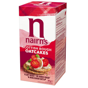 Nairn's Rough Oatcake served on a board with cheese for serving.